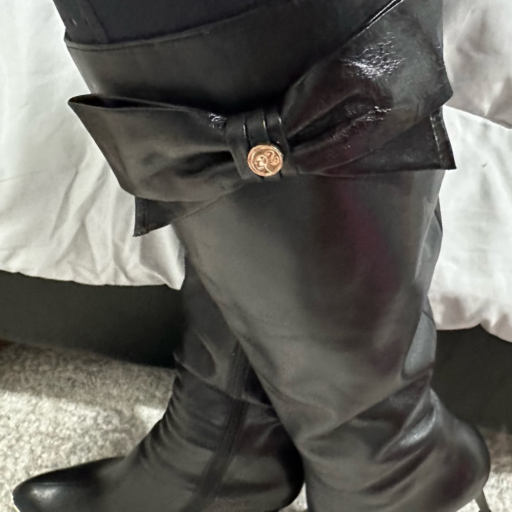 Super Rare Barbie tall leather black stiletto boots *8.5 (size 40)